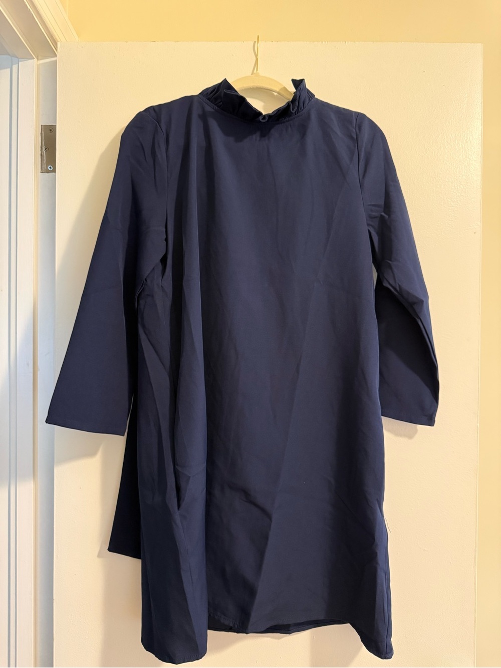 Classic Navy Mini Dress with Ruffle Collar